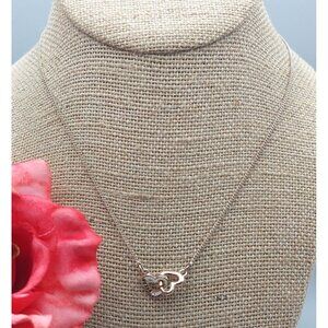 Adorable GUESS Rose Gold Tone Double Heart Pendant Necklace Dainty 16" Long